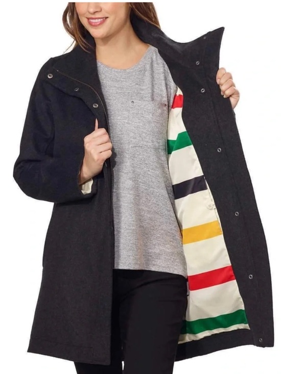 Pendleton Jackets & Blazers - Pendleton Women's Water Resistant Cascade Wool Campbell Coat Jacket Charcoal